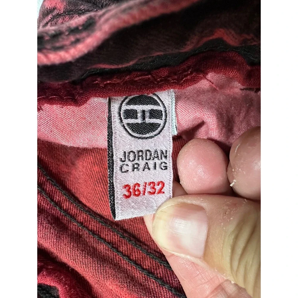 Jordan Craig Mens Slim Fit Acid Wash Jeans Red Black Drawstring 36x32 JJ211